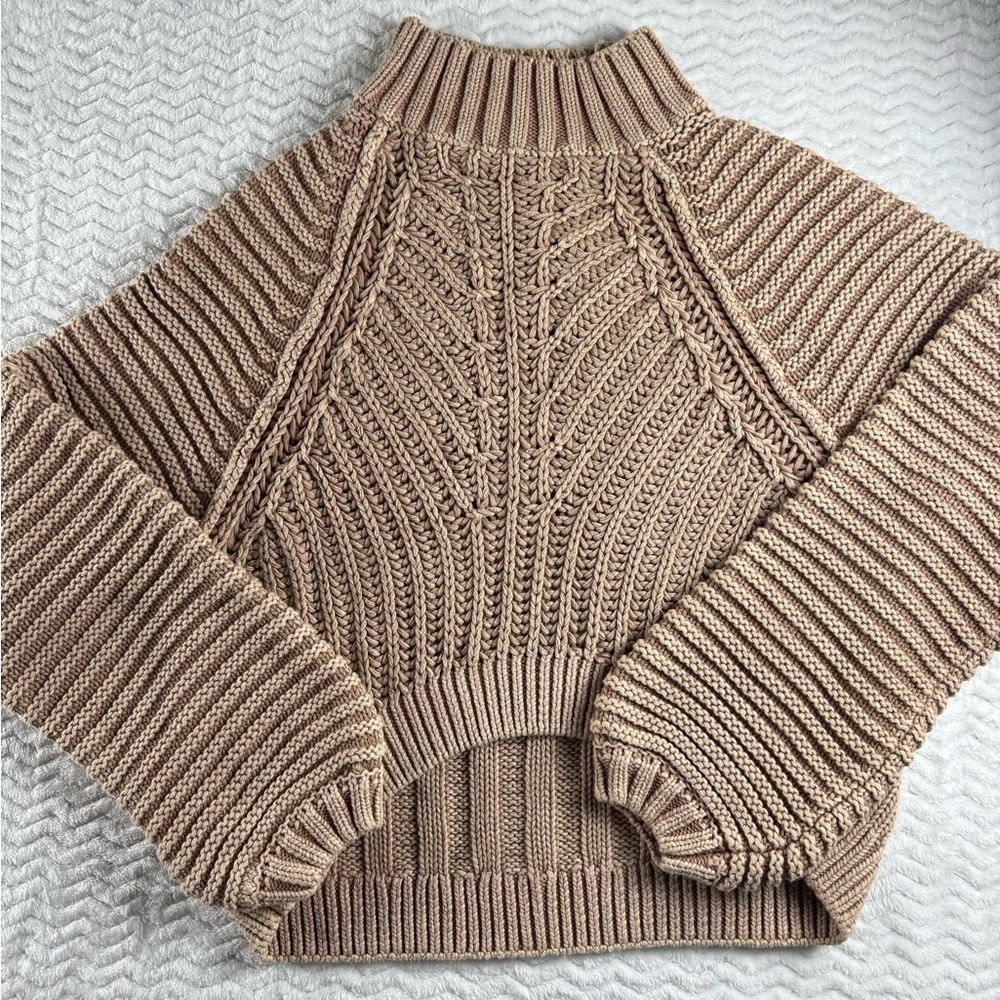 Free People Sweetheart Sweater in Sandcastle Chunky Knit Mockneck Size Small - Picture 13 of 13